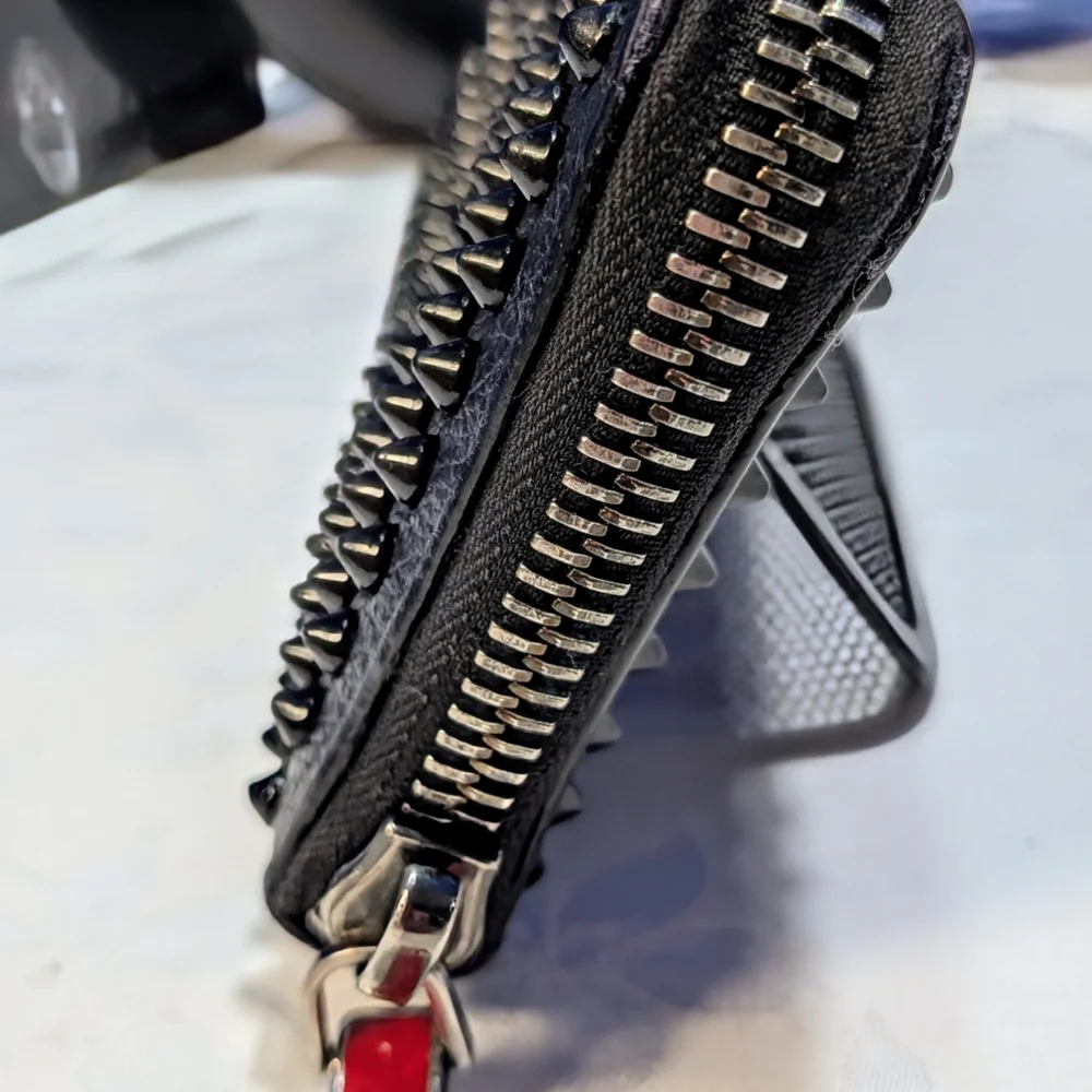 Christian Louboutin Black Spiked Leather Wallet Like New 🔥
